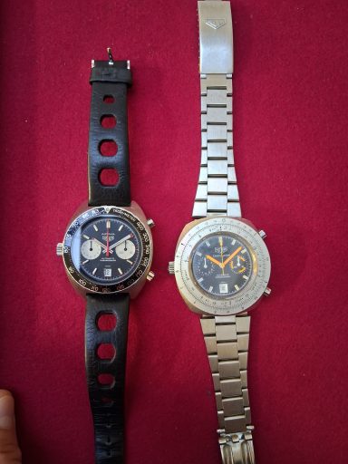 Wartung, Restauration, Instandsetzung von Heuer, Tag Heuer Chronograph vom Uhrmachermeister, Spezialist für alte Chronographen.